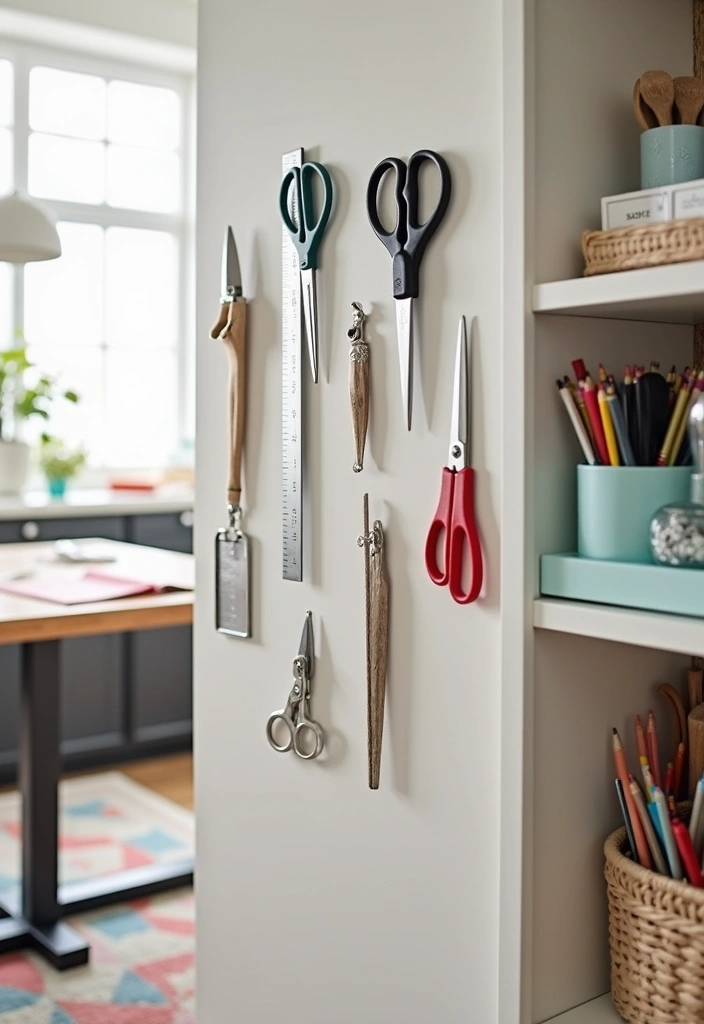 27 Craft Room Organization DIY Ideas - 5. Magnetic Strips for Tool Storage