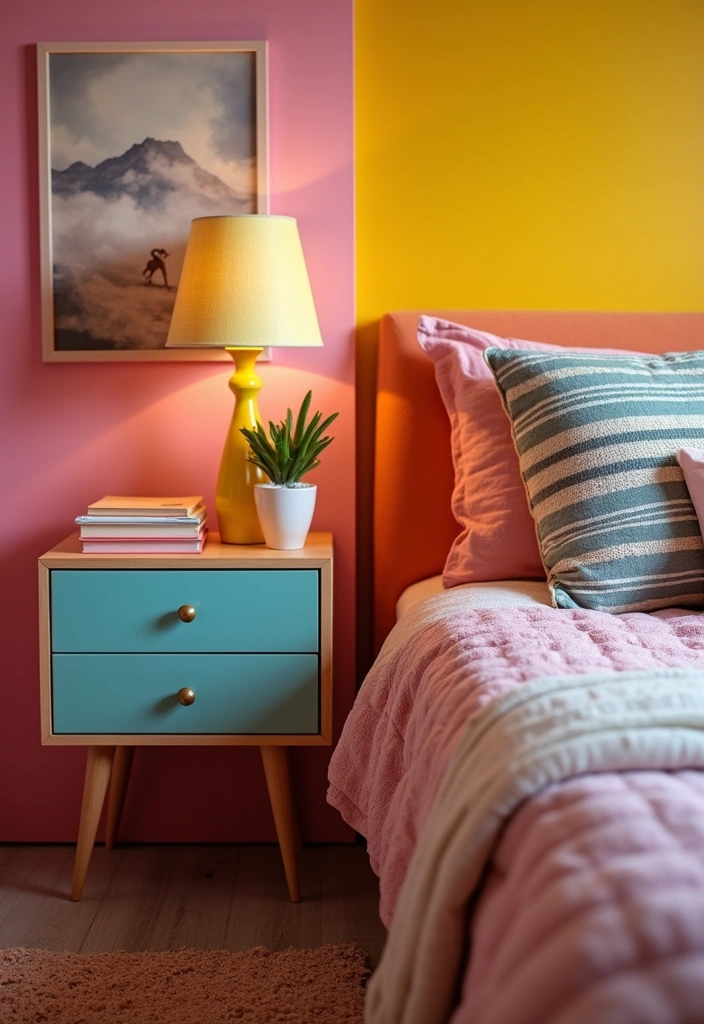 27 Dorm Room Decor Ideas - 12. Funky Bedside Table