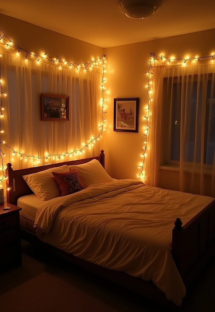 27 Dorm Room Decor Ideas - 9. String Lights for Ambiance