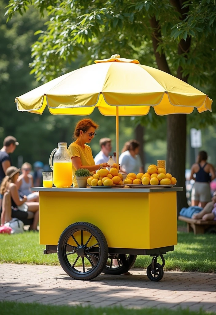 27 Lemonade Stand Ideas to Brighten Your Summer - 13. Lemonade Stand on Wheels