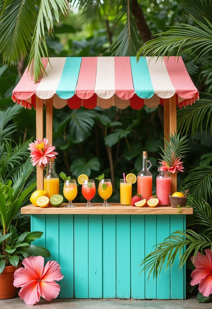 27 Lemonade Stand Ideas to Brighten Your Summer - 2. Tropical Paradise Lemonade Stand