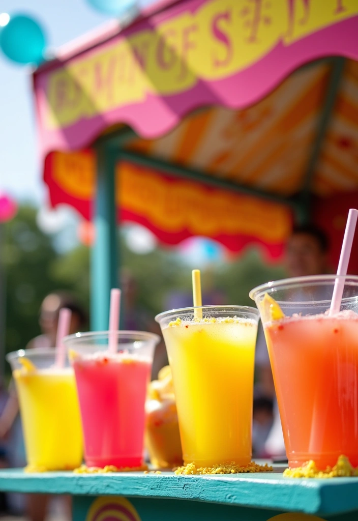 27 Lemonade Stand Ideas to Brighten Your Summer - 4. Colorful Carnival Lemonade Stand