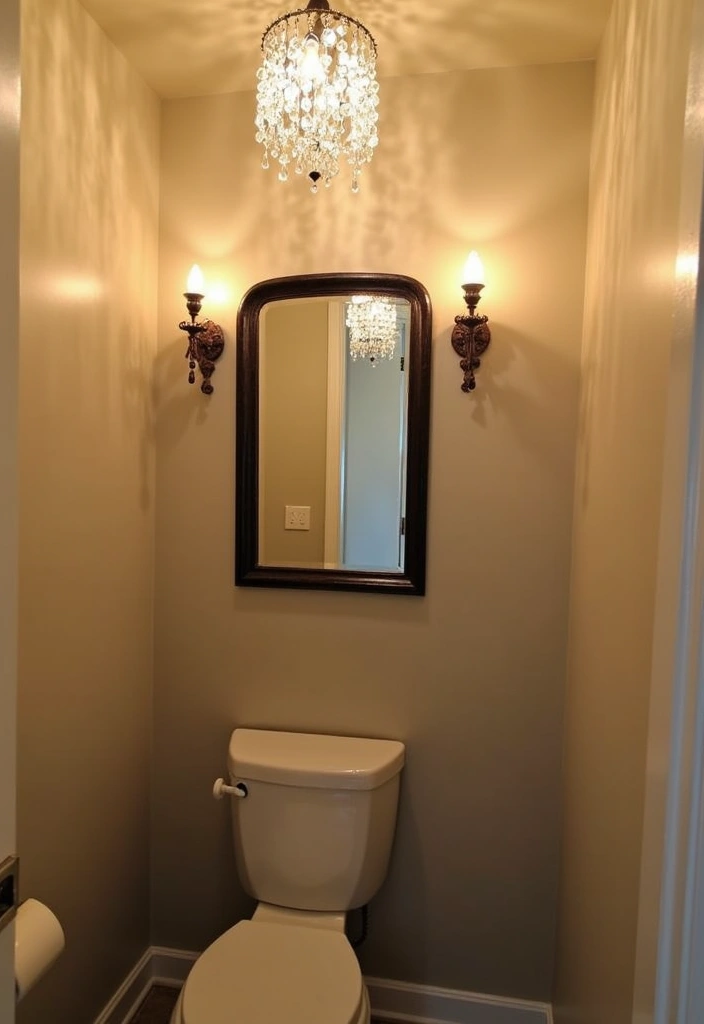 27 Small Toilet Room Ideas: Transforming Tiny Spaces into Chic Sanctuaries - 7. Unique Lighting Fixtures