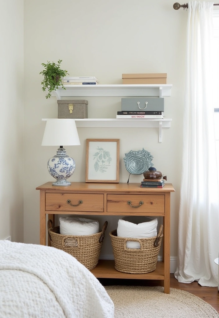 27 Stylish and Inviting Guest Room Decor Ideas - 7. Functional Yet Stylish Storage