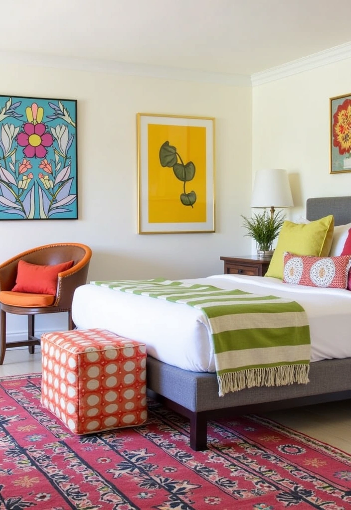 27 Stylish and Inviting Guest Room Decor Ideas - 8. Colorful Accents