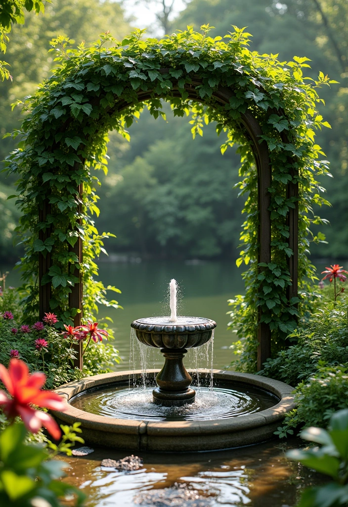 27 Trellis Ideas to Elevate Your Home Decor - 17. Trellis with a Water Feature