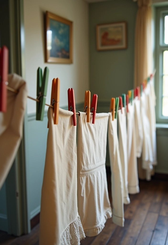 27 Vintage Laundry Room Decor Ideas - 10. Old-Fashioned Clothesline