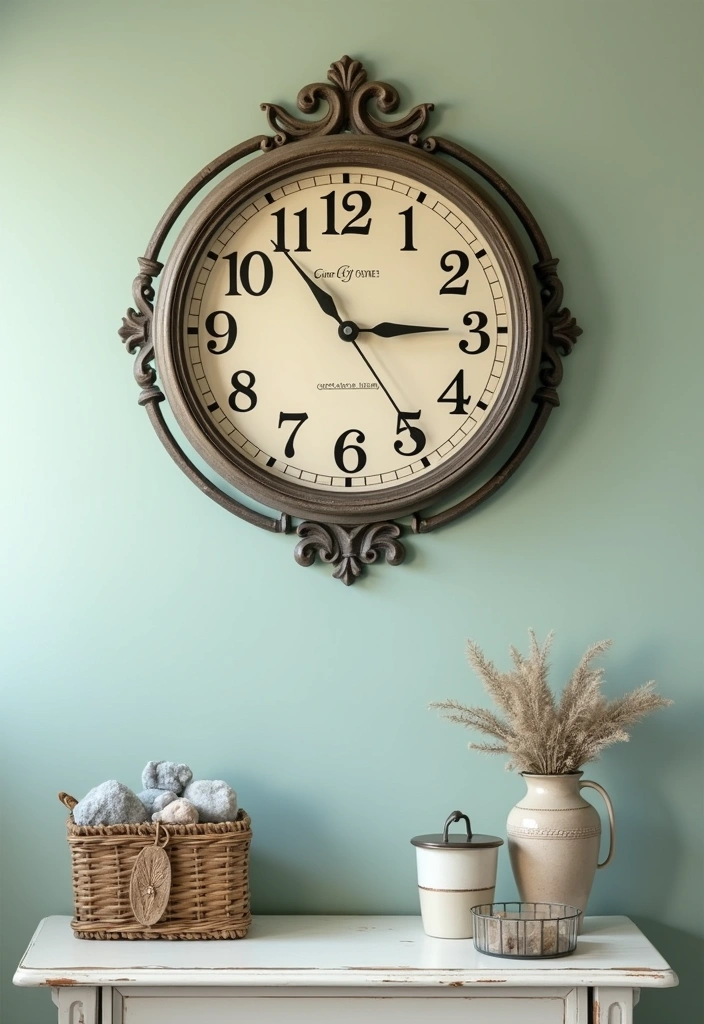 27 Vintage Laundry Room Decor Ideas - 17. Vintage Inspired Wall Clock