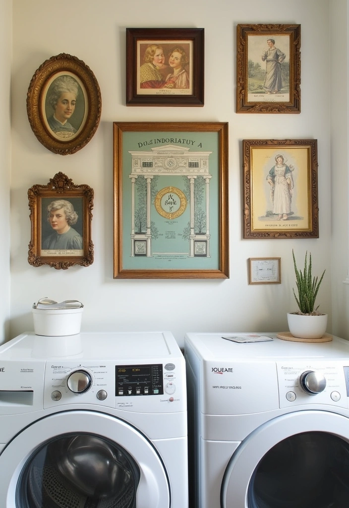 27 Vintage Laundry Room Decor Ideas - 19. Vintage-inspired Wall Art