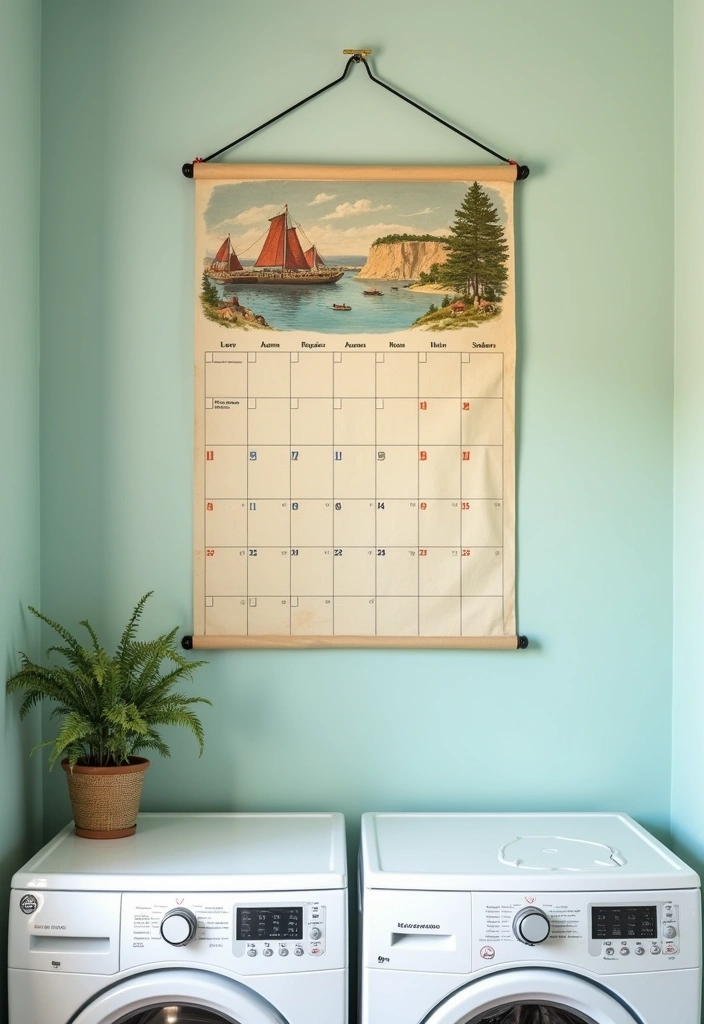 27 Vintage Laundry Room Decor Ideas - 25. Vintage Themed Wall Calendar