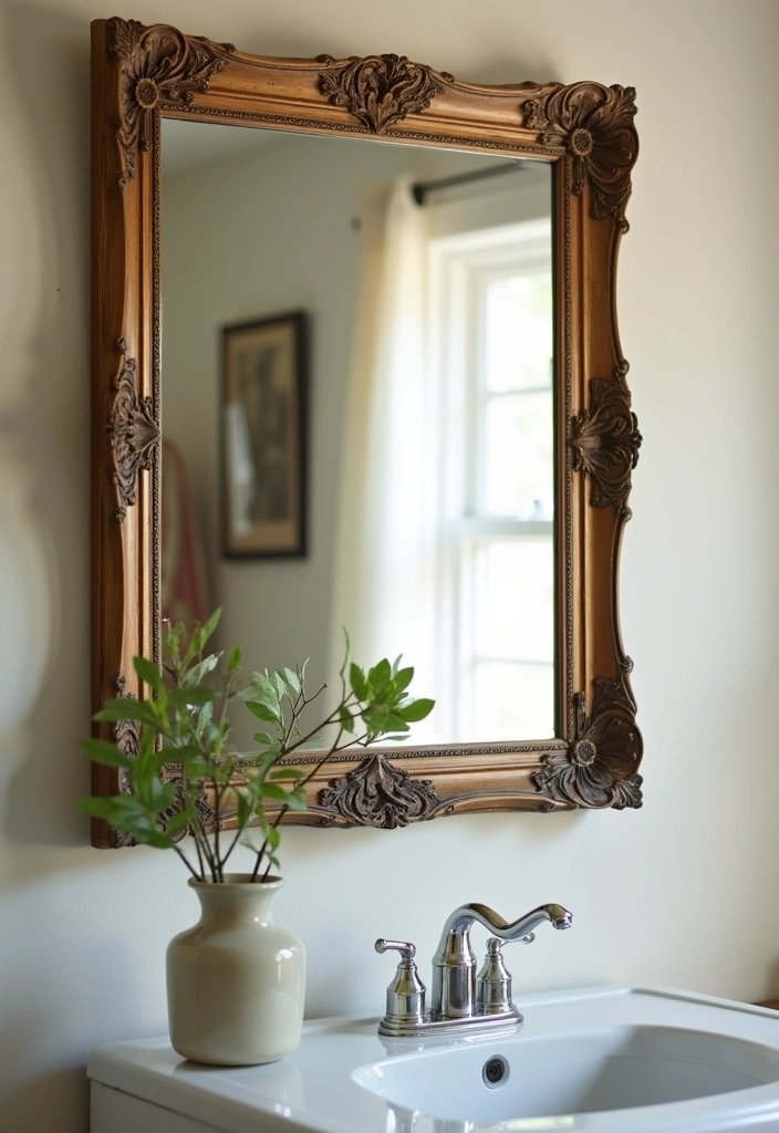 27 Vintage Laundry Room Decor Ideas - 27. Vintage Style Framed Mirrors