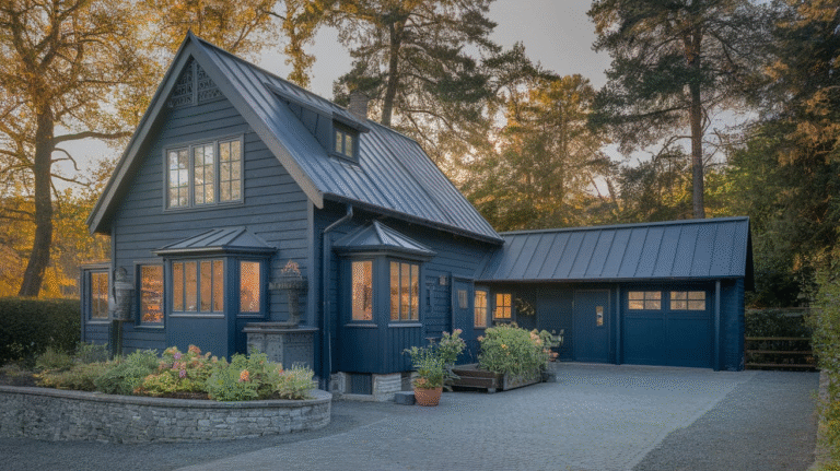 27 Eye-Catching Dark Blue House Exterior Ideas