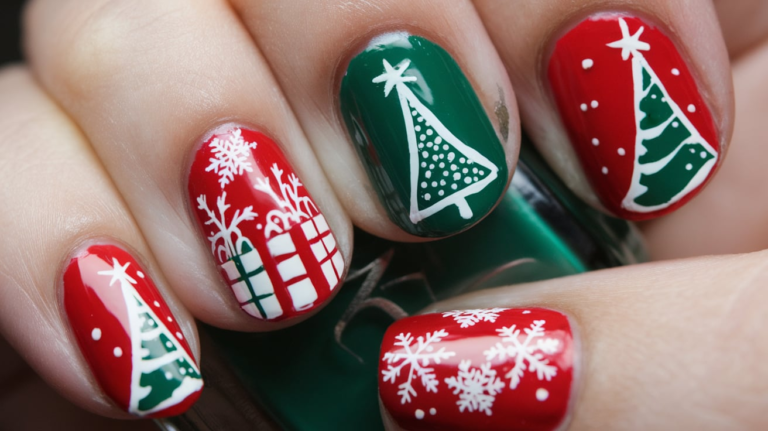 21 Easy Red and Green Christmas Nails Ideas