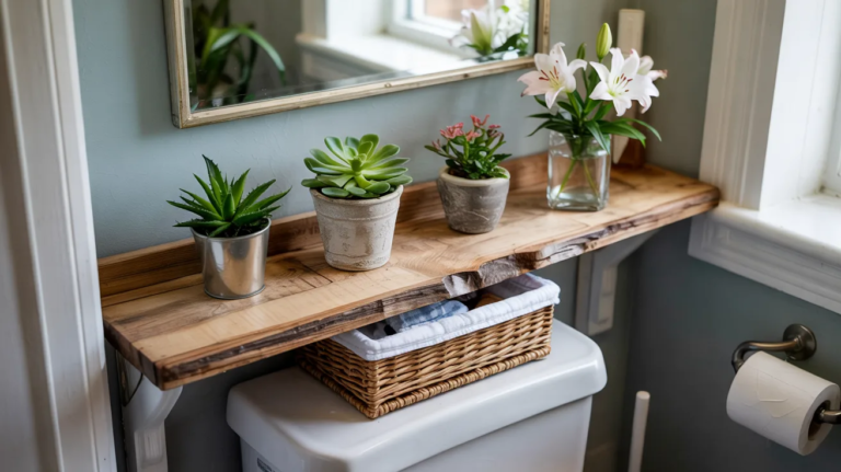 24 Bathroom Shelf Decor Over Toilet Ideas